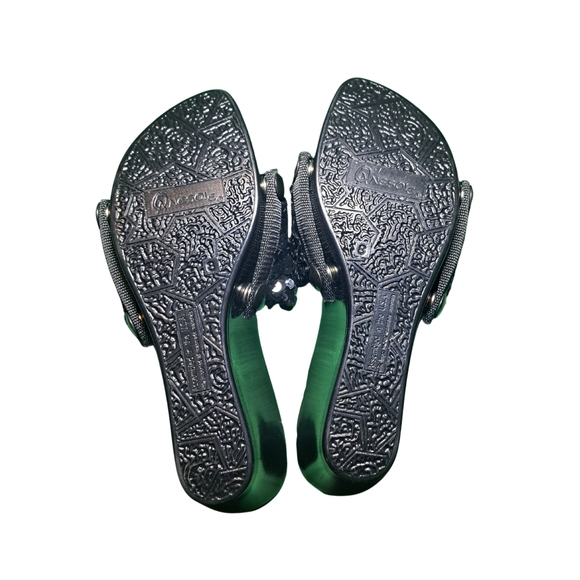 Onesole black sequin wedge sandal shoes - Picture 4 of 7